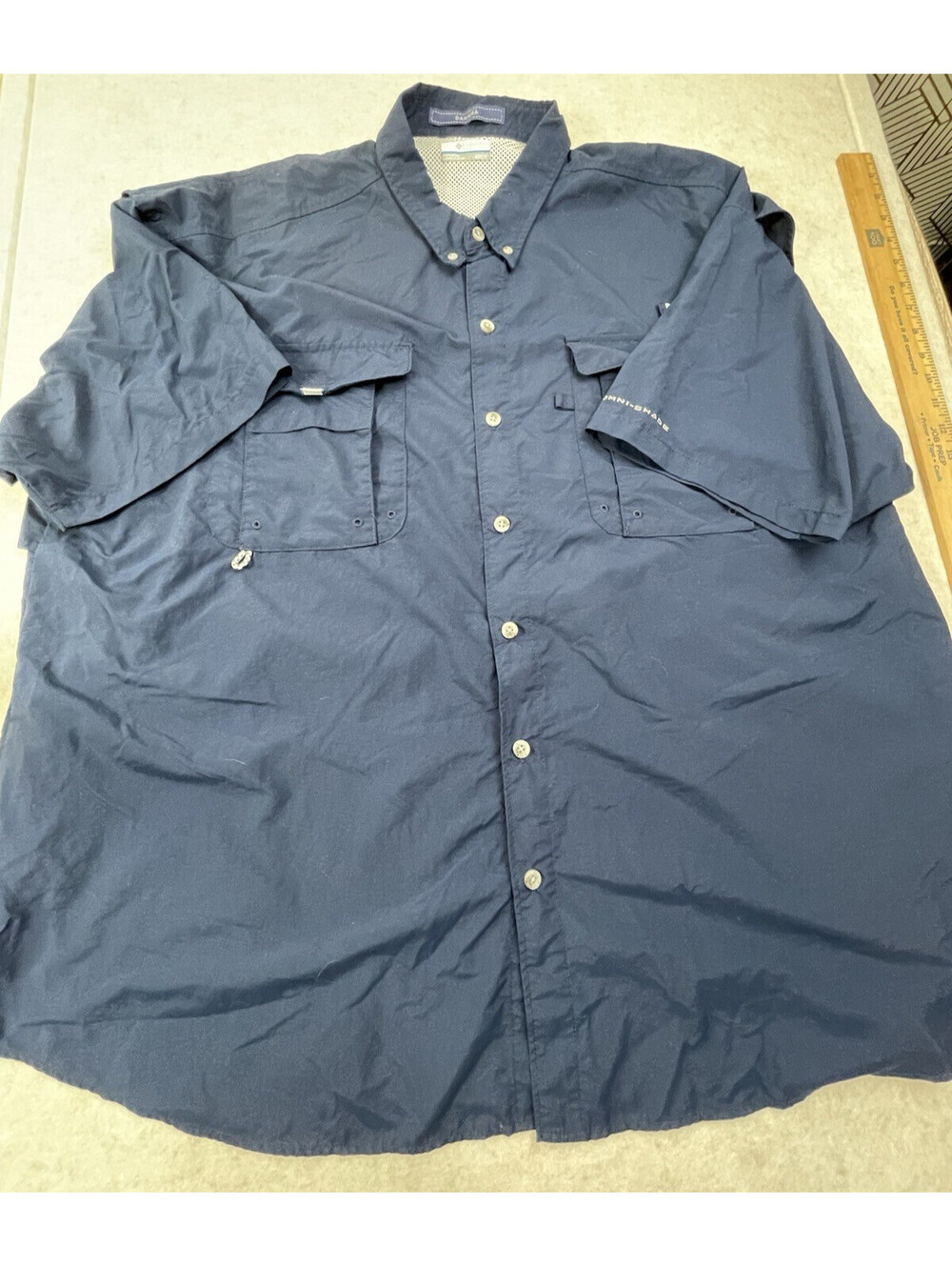 Columbia PFG Bahama Omni-Shade Men's 3XL/3TF Blue Button-Up Pockets